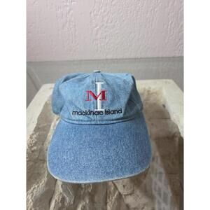 VINTAGE Mackinac Island Blue JHats Hat Cap Snap Back Denim Tourism Michigan